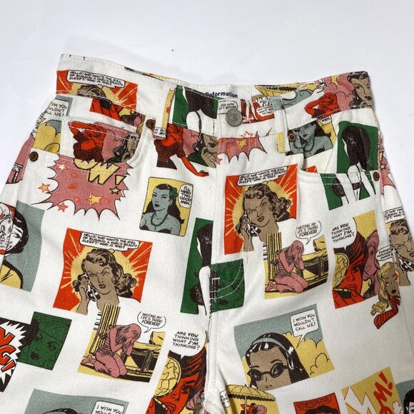 REFORMATION Ivory Multicolor 'Comic' High Rise Straight Leg Jeans - Picture 5 of 8